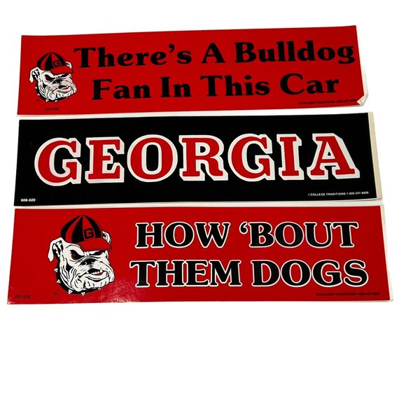 3 Vintage Georgia Bulldogs bumper stickers Decals - Picture 1 of 1
